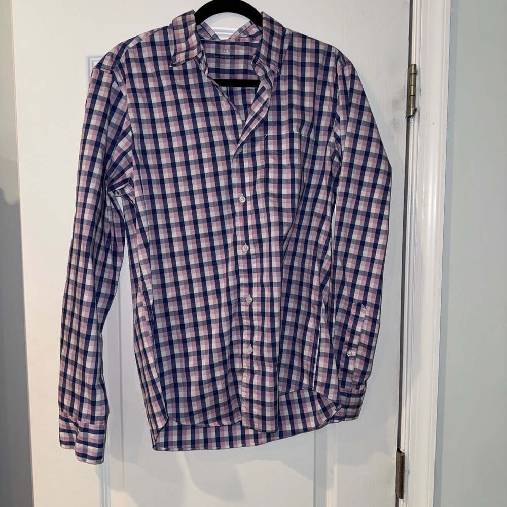 J. Crew Pink and Blue Casual Button Down Shirt